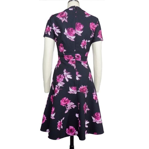 NEW Kate Spade Encore Rose Crepe Dress Black/Pink Sz 4 preppy romantic wedding - Picture 4 of 12